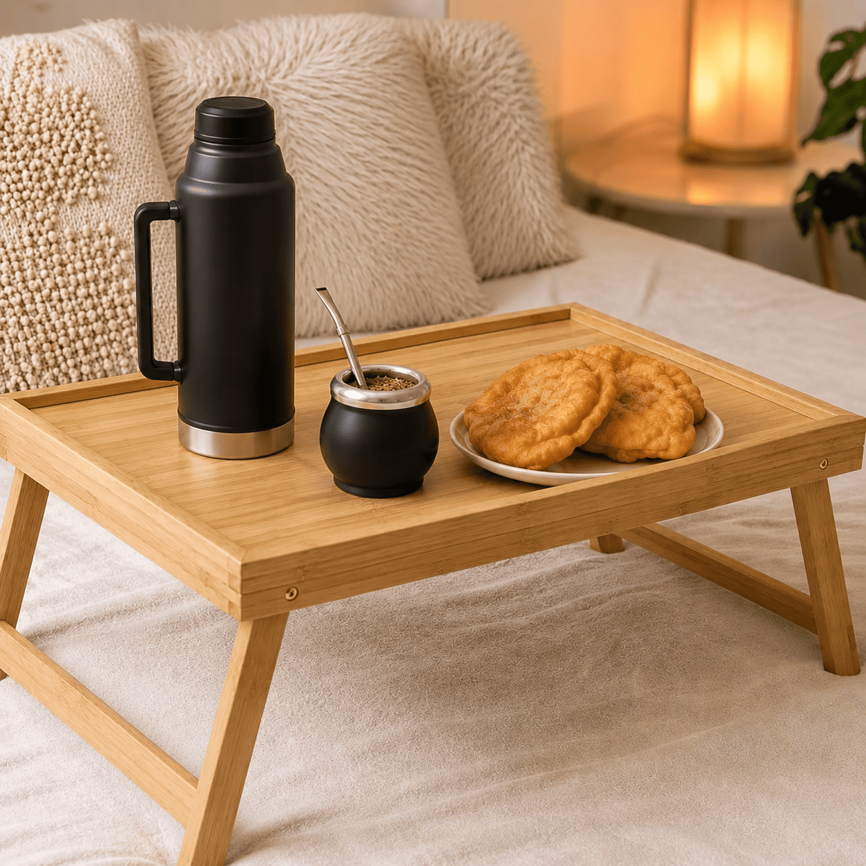 Mesa De Desayuno De Bambú Plegable Grande