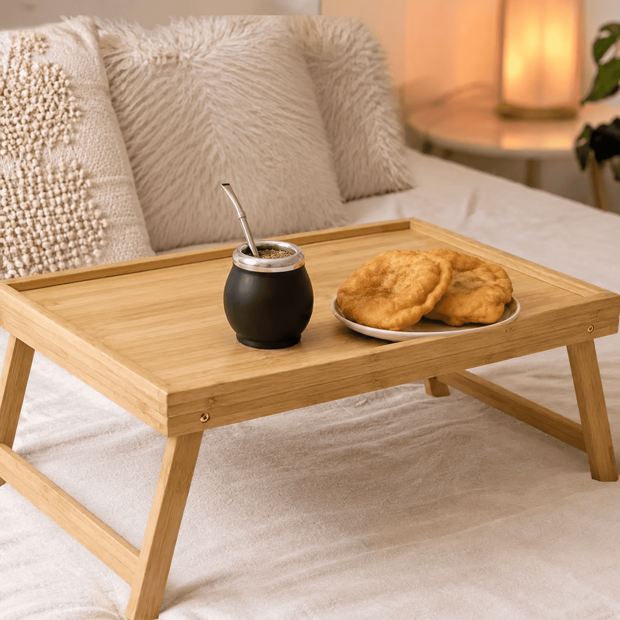 Mesa De Desayuno De Bambú Plegable Grande - Imagen 2