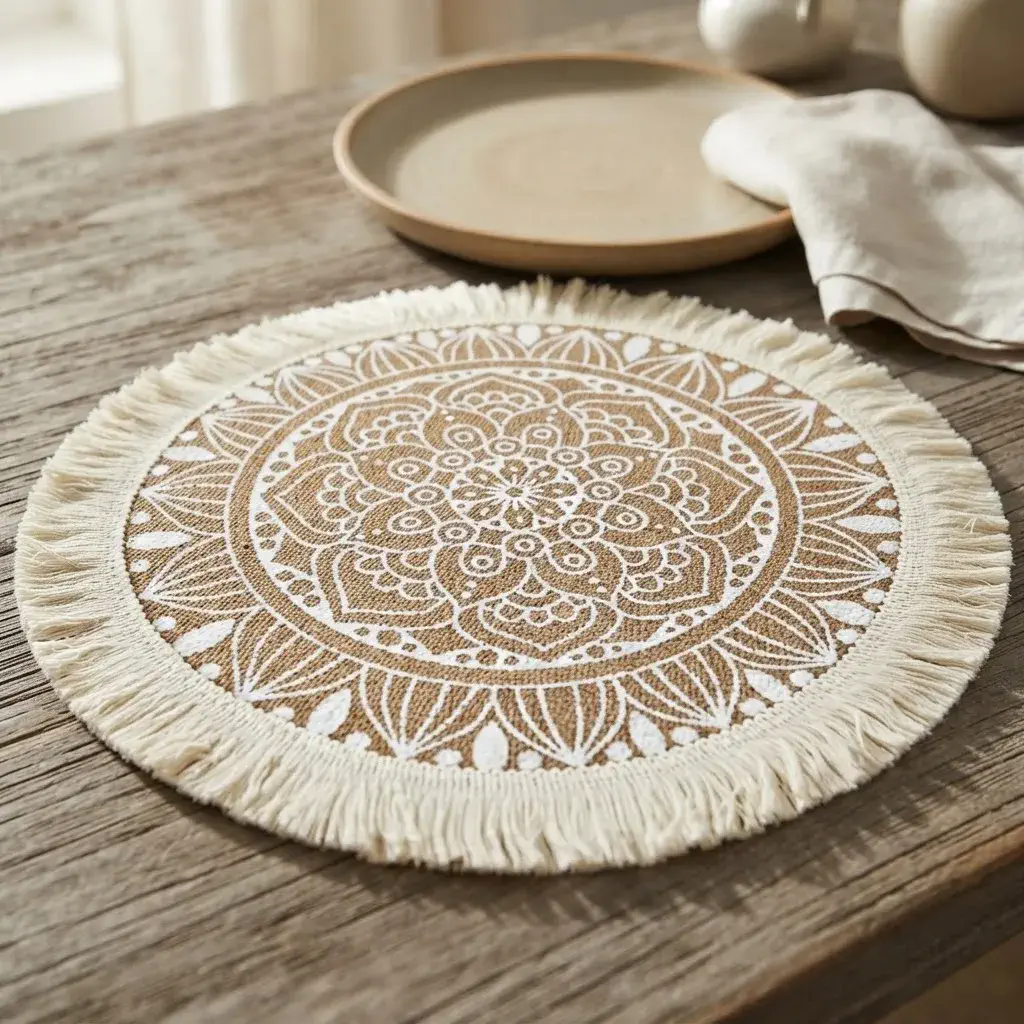 Individual Circular De Yute Mandala - Imagen 2
