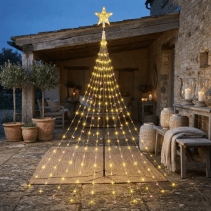 Luces Led De Navidad Cálida Con Puntero Estrella 1.8mts