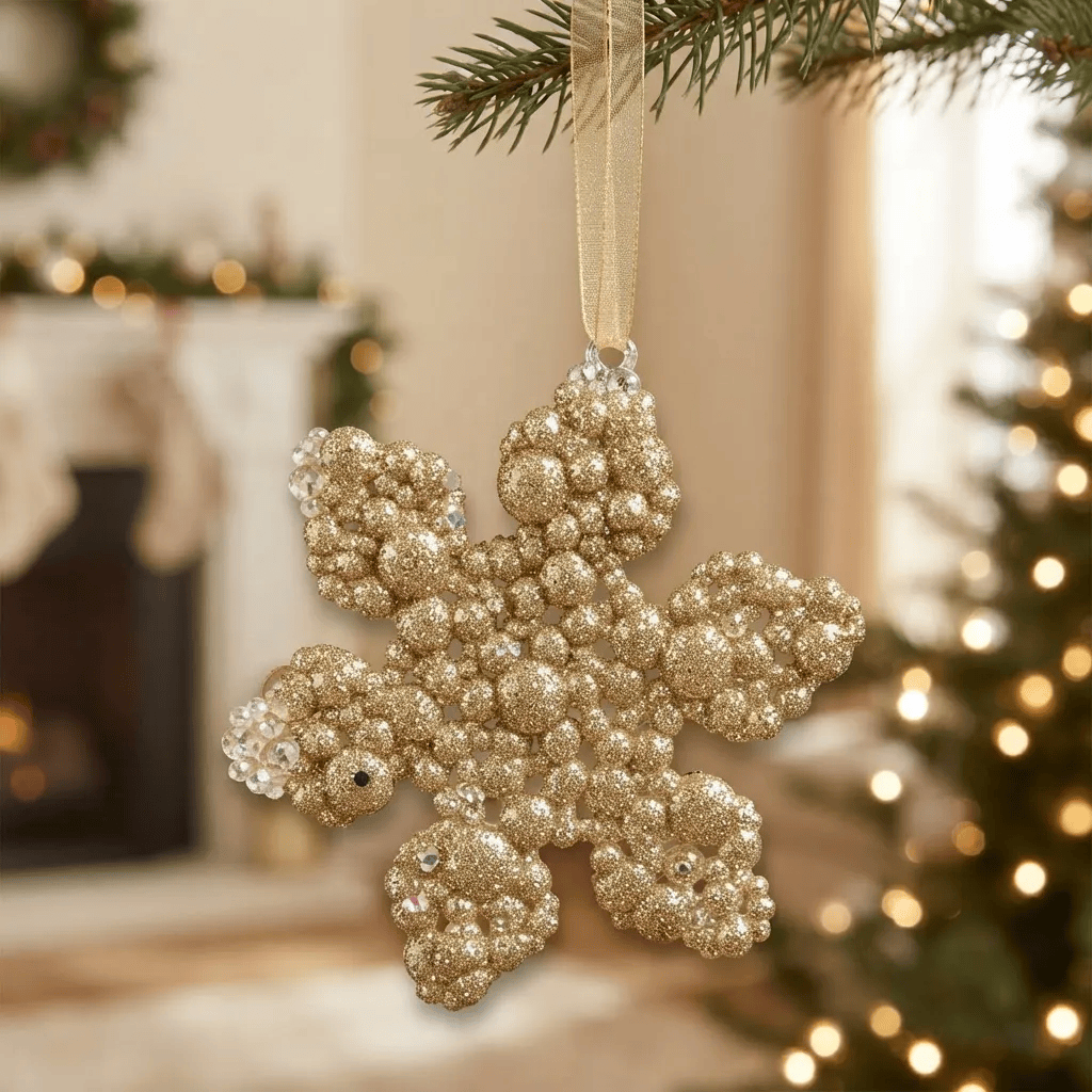Adorno Copo de navidad colgante con brillos 8cm - Imagen 3