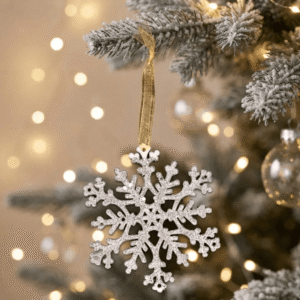 Adorno de navidad copo colgante con brillos