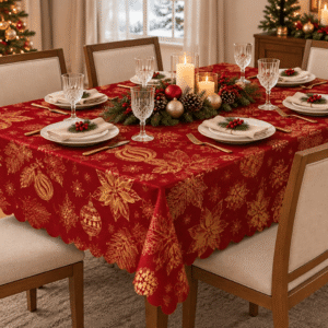 Mantel Navideño bordó rectangular 150x180cm